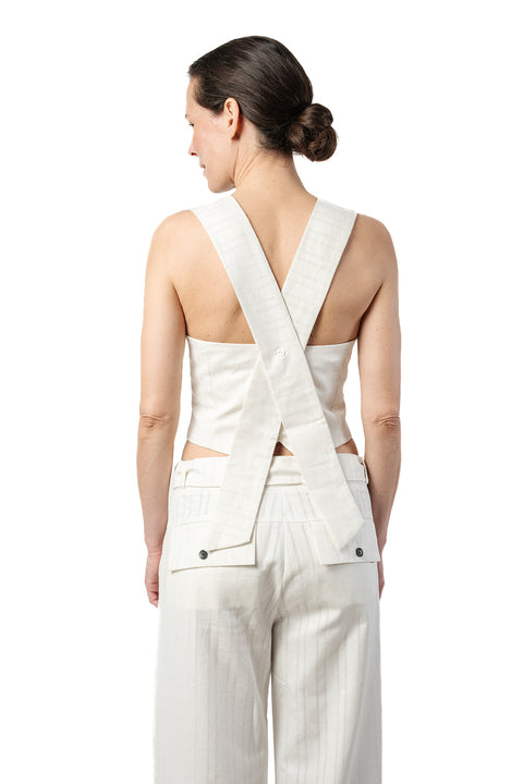 Tie white cotton Vest